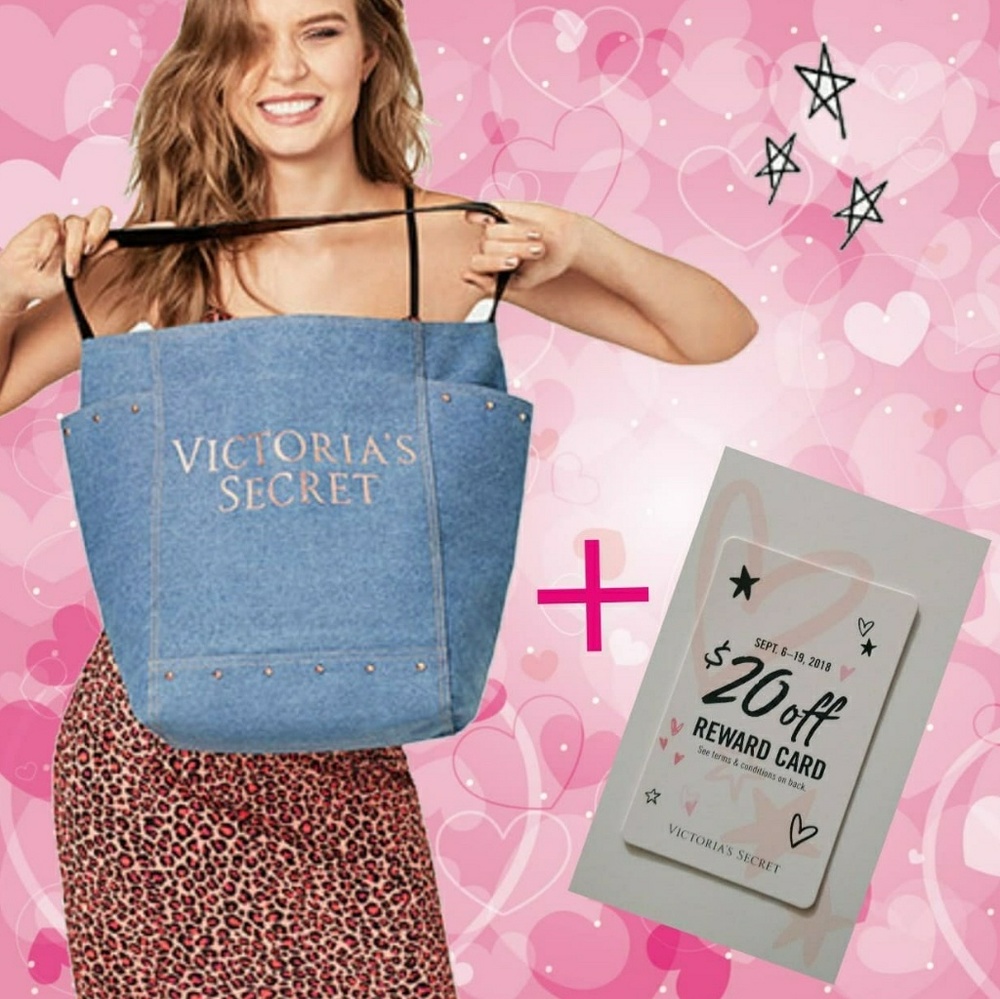 Victoria's Secret Denim Tote + Reward Card